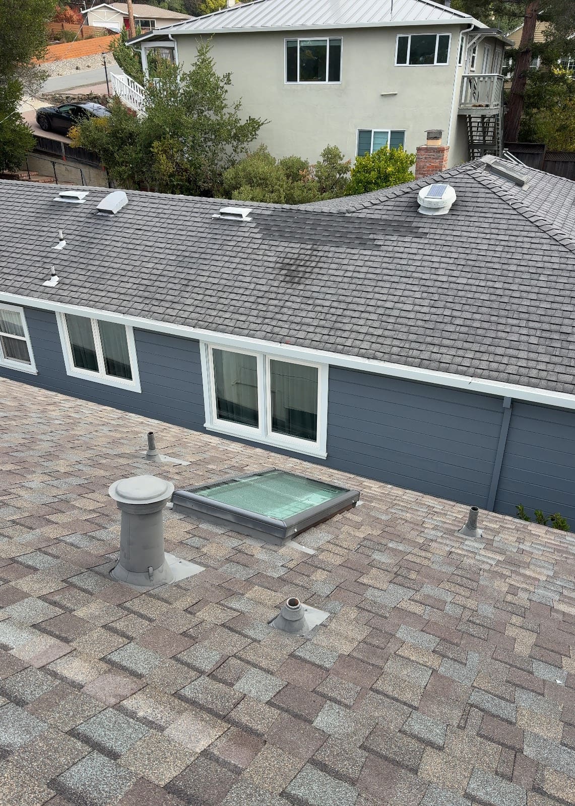 CertainTeed Landmark Pro Solaris in Max Def Weathered Wood — roof replacement & skylight installation, Belmont (photo 22)